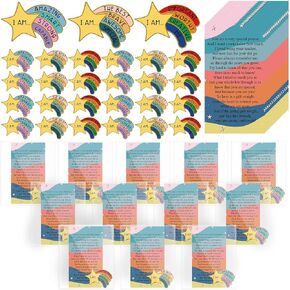 36 Sets Graduation Rainbow Lapel Pin Bulk End of The Year Student Gifts from Teacher with Motivational Quotes Cards OPP Bags for Kids Classroom Awards, Graduation Party Supplies
