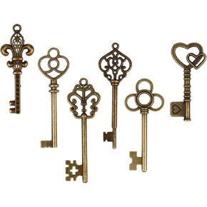 Bingcute 6 Type Of 30Pcs Bronze Vintage large Skeleton Keys -Vintage Keys Charms skeleton key set in Kuwait