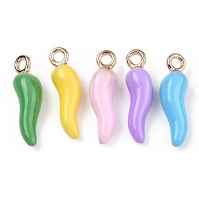 Hot Pepper Charms Alloy Enamel Pendants Red Chili Charm Jewelry Accessory Findings for Bracelet Earring Necklace DIY Craft Making Hole: 2mm