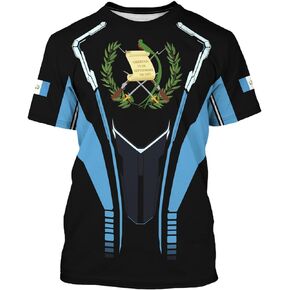 BJU Guatemala Flag T-Shirt Flag Badge Novelty Tee Printed Crewneck Short Sleeve Casual Top Unisex