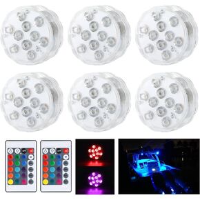 SAVITA 6pcs Boat Lights Waterproof Led Fishing Boat Lights Multi-Color Changing Remote Controlled Kayak Light Courtesy Light for Pontoon Pool Fountain Vase Bath Spa Aquarium Pond Decoration Party