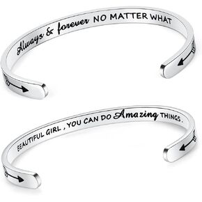 SAM & LORI Set of 2 Bracelets for Women Teens Always and Forever - Beautiful Girl