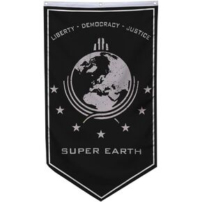 Super Earth Banner Flag Liberty Democary Justice Black Banner Man Cave Bed Room Home Office Party Decor 30x50 Inch (Black 2)