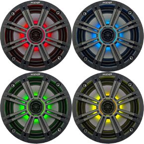 KICKER LED Charcoal OEM Replacement Marine 6.5" 4 Ohm Coaxial Speaker Bundle - 4 Speakers