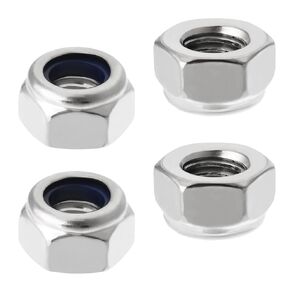 MroMax M8 x 1.25mm Nylon Insert Hex Lock Nuts, 316 Stainless Steel, No Surface Treatment, Pack of 4