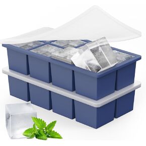 Large Ice Cube Trays for Whiskey: GGOW Big Silicone Ice Cube Trays 2Inch - Huge Square Ice Cubed Tray for Whisky and Cocktail