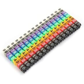 Akozon C Shape Coded Clip on Plastic Cable Identification Wire Cord Cable Marker Digital Number Tube Wire Label Colorful (1.5mm²)
