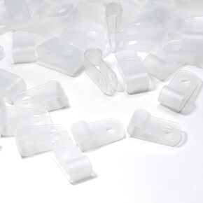 200pcs R Type Nylon Cable Clamps, 1/4 Inch (6.4mm) Screw Mounting Wires Cord Organizer Clips, Cord Fastener Clamp for Wire Management (White)