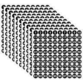 500Pcs 1 to 50 Number Stickers, 10 Sheets Vinyl Number Stickers, Waterproof Labels, Self-Adhesive Numbered Stickers for Inventory Sorting, Organizing, Storage Boxes, Office&School Supplies (1 Inch)