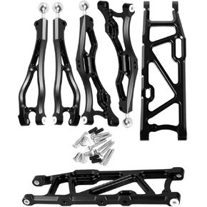 Aluminum Front & Rear Suspension Arms Upgrades Part for 1/8 Outcast 6S BLX,Kraton 6S BLX,Notorious 6S BLX,Talion 6S BLX,ARRCat 6pcs Lower Upper Swing Arm Set Hops up w/Pivot Balls,Black