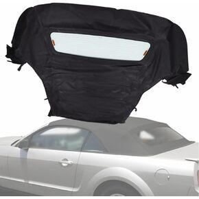 Convertible Soft Top Replacement for Mustang 2005-2014 Black Sailcloth with Heated Glass Window