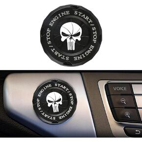 1 PC Car Start Button Decorative Cover, Cool Skull Rotary Ignition Switch Cover, Dust-Proof Anti-Scratch One-Button Start Hidden Protection Device, Universal Creative Interior for Cars (Black)