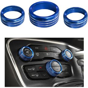 3 PCS Car Push Start Button Cover, Engine Start Stop Button Stickers, Metal Ignition Button Cover, One Button Start Trim Ring for Challenger Charger, Decor Car Accessories (Black)