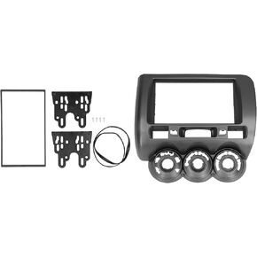 aqxreight - Radio Fascia Frame, 2Din Car Stereo Dash Radio Fascia Kit DVD Audio Navigation Frame compatible with Fit Jazz 2002-2008 RHD