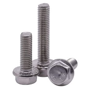 M8-1.25 x 45mm Stainless Steel Serrated Flanged Hex Head Bolts, 304 Stainless Steel 18-8 Flanged Hexagon Head Screws, Full Thread, Coarse Thread UNC, 10 PCS