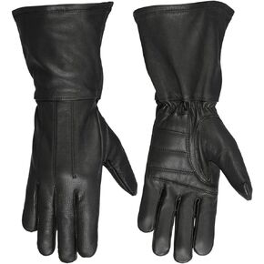 Hugger Women's Black Motorcycle Gauntlet Gloves Unlined Cold/Wind Resistant