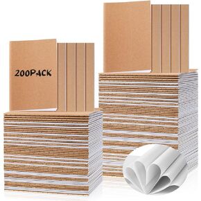 200 Pack Kraft Notebooks A6 Blank Unlined Notebook Bulk Kraft Paper Journals Sketchbooks for Kids Students Travelers Classroom Home Office School Supplies, 4 x 5.5 Inch (Brown)