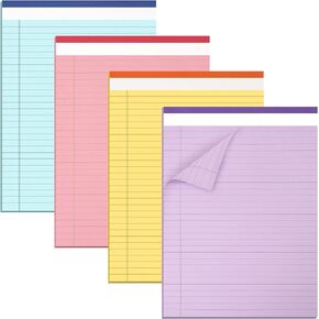 EOOUT 8 Pack Colored Legal Pads Writing Pads 8x11 Inch, 80GSM Thick Paper Note Pads 30 Sheets College Ruled Legal Notepads Steno Pads To Do List for Office Work