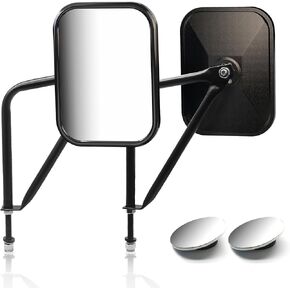 MZS Wrangler Mirrors Doors Off, Rear View Doorless Side Mirrors w/Mounting Bracket Compatible with 1997-2018 Wrangler TJ JK JKU - Round, 1 Pair