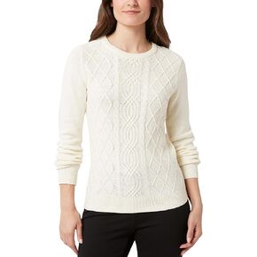 Chaps Women's Sweater - Cotton Cable Knit Pullover Sweater - Lightweight Casual Crewneck Ribbed Sweater (S-XXL)