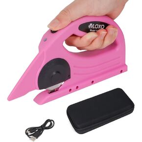 VLOXO Cordless Electric Scissors, 4V Electric Rotary Scissors for Fabric Cardboard Cutter with Safety Lock Rechargeable Rotary Cutter for Cardboard Packages Leather Canvas Paper Include Replace Blade
