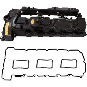 11127570292 Engine Valve Cover (For 2011-2018 L6 3.0L 2979cc Turbo - N55B30A) Fit For B-M-W 135i 135is 335i 435i 535i 640i GT xDrive 740i X1 X3 X4 X5 X6 (Replace # 264-937)