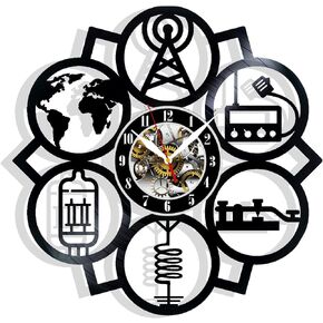 Ham Amateur Radio Vinyl Record Wall Clock Surprise Ideas Best Friends Birthdays Art Home Room Decor Gift for Birthday Holiday Christmas 12" LP Clock Black (Black dial + White Hands)