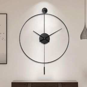 YISITEONE Classical Large Decorative Wall Clock with Pendulum, Modern Non-Ticking Silent Metal Wall Clocks for Living Room, Bedroom, Study, Office, 23.6" (Gold)