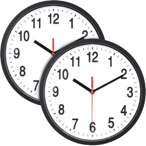 Foraineam 2-Pack Silent Non Ticking Wall Clock - 10 inch Quartz Battery Operated Clock - Easy to Read with Modern and Elegant Design