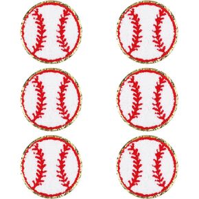 6pcs Baseball Patches, Gold Edges Baseball Embroidered Patches Baseball Sew On Patches Baseball Iron On Patches Chenille Baseball Patches for Repairing Sewing Clothes Jeans Hats DIY Crafts