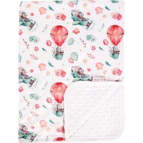 Top Tots Deluxe Minky Baby Blanket - Zoo Animals on Balloons, 40 x 29 Inch Brown