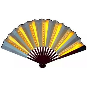 12V10 بوصة (طول 60 * 30 سم، 93 جم) مع سلك مخفي LED مروحة يد صينية قابلة للطي أداء مسرحي وحفلات أعياد الميلاد وحفلات الزفاف وديكور المنزل وملهى ليلي مروحة دعامة ضوء الفلورسنت (أزرق) in Saudi Arabia