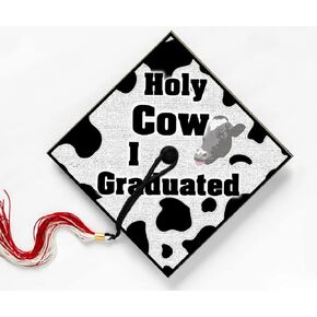 Holy Cow, I Graduated, Funny Saying, Sticker Design for Graduation Cap, Grad gift, Class of 2024