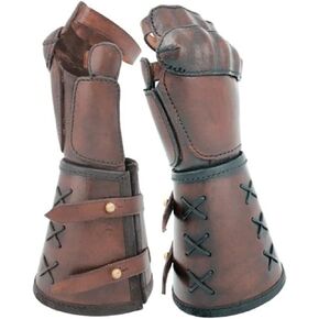 Faux Leather Arm Bracer Adjustable Buckles Medieval Clamshell Gauntlets Guard Knight Armour Warrior Gloves 2Pack in Saudi Arabia