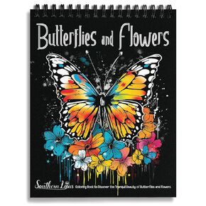 SOUTHERN LOTUS Butterflies And Flowers Spiral Coloring Book Wirebound Hardcovers Floral Design Aesthetic Illustrations Butterfly Relaxing Large Print Pages For Adults Relieve Stress Mindfulness