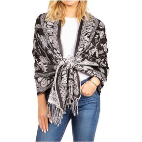Sakkas Gianna Women's Silky Soft Reversible Floral Woven Pashmina Scarf Shawl Wrap