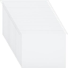 25 Count White Hanging File Folders with Tabs, Letter Size, Reinforced Hanging Folders Organizer, Standard File Folders for Filing Cabinet Home File, Office, School Desktop File Storage