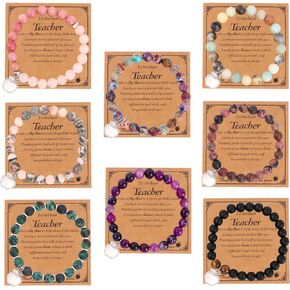 8Pcs Teacher Appreciation Gifts for Women men, Natural Stone Teacher Bracelets
