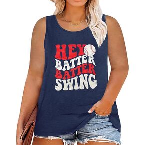 Plus Size Baseball Sleeveless Shirt Women Baseball Mom Tank Top Batter Batter Swing Baseball Tee Vest Casual Summer Top