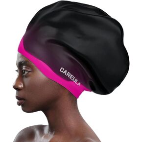Extra Large Swim Cap for Long Hair Women Men Youth - Waterproof Silicone Swimming Cap for Braids and Dreadlocks Weaves, Hair Extensions, Curls & Afros, Swim Hats Keep Hair Dry, Easy to Put On and Off
