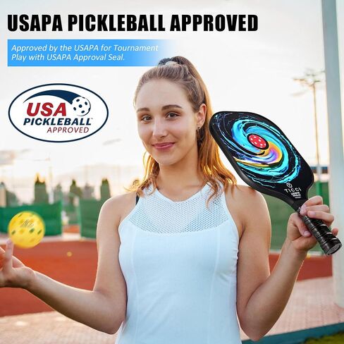 TICCI Pickleball Paddles, USAPA Approved Pickleball Paddles Set of 2, Lightweight Fiberglass Surface Pickleball Set, 4 Pickleballs, 1 Carry Bag & Mesh Bag, Pickle Ball Paddle Gifts for Men Women in Saudi Arabia