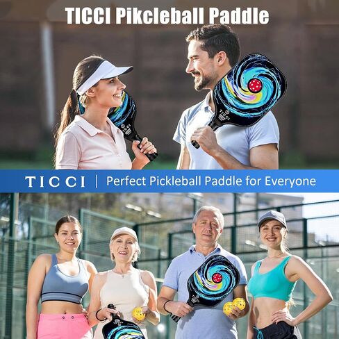 TICCI Pickleball Paddles, USAPA Approved Pickleball Paddles Set of 2, Lightweight Fiberglass Surface Pickleball Set, 4 Pickleballs, 1 Carry Bag & Mesh Bag, Pickle Ball Paddle Gifts for Men Women in Saudi Arabia