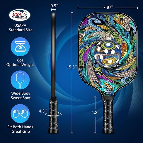TICCI Pickleball Paddles, USAPA Approved Pickleball Paddles Set of 2, Lightweight Fiberglass Surface Pickleball Set, 4 Pickleballs, 1 Carry Bag & Mesh Bag, Pickle Ball Paddle Gifts for Men Women in Saudi Arabia