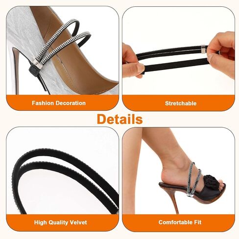 simarro 3 Pairs Elastic Shiny Shoe Laces Strap, Detachable High Heels Shoe Straps for Holding Loose High Heels Pumps in Saudi Arabia