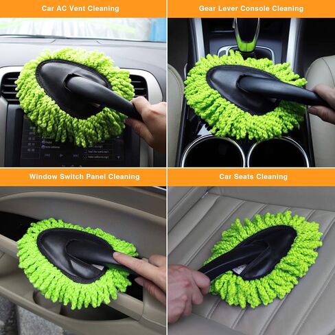 مجموعة منفضة السيارة من شينديل - فرشاة تنظيف من الألياف الدقيقة بمقبض قابل للتمديد - مجموعة تنظيف داخلية وخارجية خالية من الخدوش للسيارة والشاحنات وسيارات الدفع الرباعي والمركبات الترفيهية والدراجات النارية (أخضر) in Kuwait