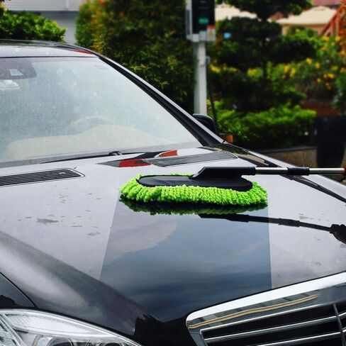 مجموعة منفضة السيارة من شينديل - فرشاة تنظيف من الألياف الدقيقة بمقبض قابل للتمديد - مجموعة تنظيف داخلية وخارجية خالية من الخدوش للسيارة والشاحنات وسيارات الدفع الرباعي والمركبات الترفيهية والدراجات النارية (أخضر) in Kuwait