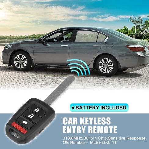 X AUTOHAUX 313.8MHz MLBHLIK6-1T Replacement Smart Proximity Keyless Entry Remote Key Fob for Honda Accord Sport LX Civic 2013-2015 4 Buttons 46 Chip in Saudi Arabia
