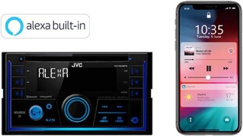 JVC KW-X840BTS Bluetooth Car Stereo Receiver with USB Port – AM/FM Radio, MP3 Player, Amazon Alexa Enabled - 1.5-line display - Double DIN – 13-Band EQ (Black) in Saudi Arabia