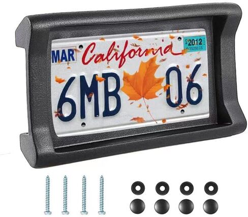 واقي ممتص الصدمات للوحة الترخيص الأمامية مع ملحقات التثبيت، واقي إطارات لوحة الترخيص المطاطية السميكة 2.3 بوصة، مناسب عالمي للشاحنات/السيارات/سيارات الدفع الرباعي، ملحقات الشاحنة/السيارة، أسود in Kuwait