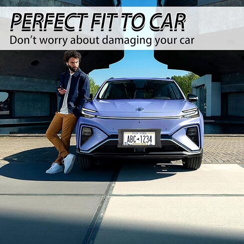 واقي ممتص الصدمات للوحة الترخيص الأمامية مع ملحقات التثبيت، واقي إطارات لوحة الترخيص المطاطية السميكة 2.3 بوصة، مناسب عالمي للشاحنات/السيارات/سيارات الدفع الرباعي، ملحقات الشاحنة/السيارة، أسود in Kuwait